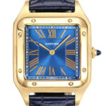 Product:Cartier Santos Dumont 18k gelbgold mit Lederarmband blau